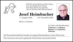 Traueranzeige Josef Heimbucher