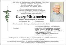 Traueranzeige Georg Mittermeier