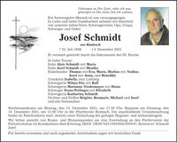 Traueranzeige Josef Schmidt