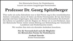 Traueranzeige Georg Spitzlberger