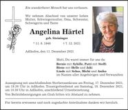 Traueranzeige Angelina Härtel