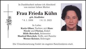 Traueranzeige Frieda Kühn