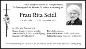 Traueranzeige Rita Seidl