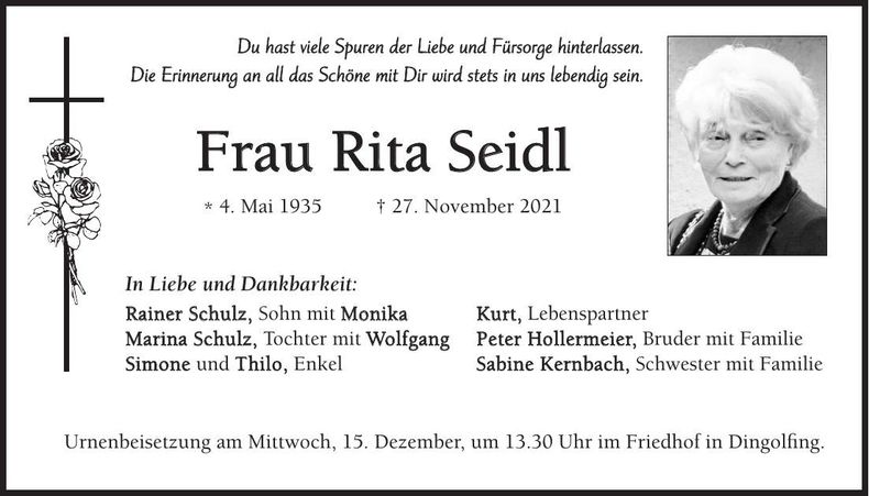 Traueranzeige Rita Seidl