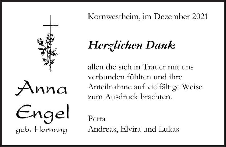 Traueranzeige Anna Engel