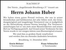 Traueranzeige Johann Huber