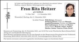 Traueranzeige Rita Heitzer