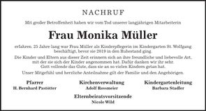 Traueranzeige Monika Müller