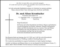 Traueranzeige Klaus Krumbacher