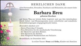 Traueranzeige Barbara Breu