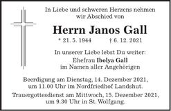 Traueranzeige Janos Gall