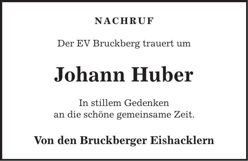 Traueranzeige Johann Huber