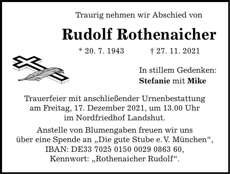 Traueranzeige Rudolf Rothenaicher