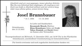 Traueranzeige Josef Brunnbauer