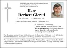Traueranzeige Herbert Gierstl