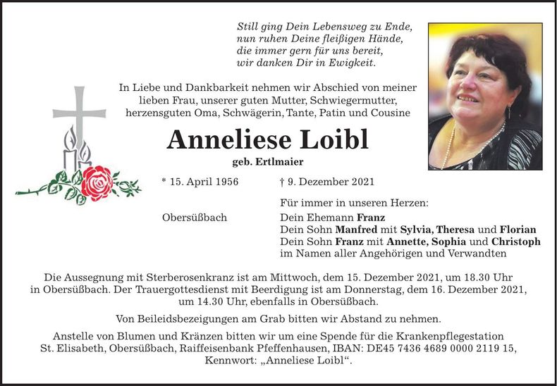 Traueranzeige Anneliese Loibl