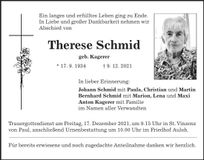 Traueranzeige Therese Schmid