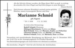 Traueranzeige Marianne Schmid