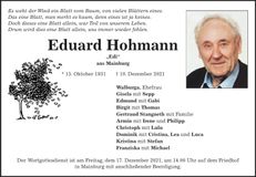 Traueranzeige Eduard Hohmann