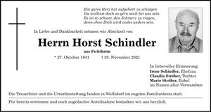Traueranzeige Horst Schindler