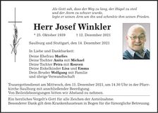 Traueranzeige Josef Winkler