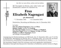 Traueranzeige Elisabeth Nagengast