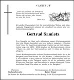 Traueranzeige Gertrud Samietz