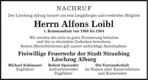 Traueranzeige Alfons Loibl