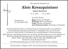 Traueranzeige Alois Kreuzpaintner