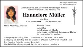 Traueranzeige Hannelore Müller