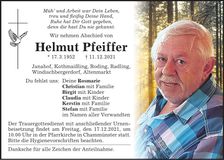Traueranzeige Helmut Pfeiffer