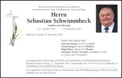 Traueranzeige Sebastian Schwimmbeck