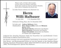 Traueranzeige Willi Halbauer