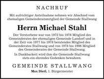 Traueranzeige Michael Stahl