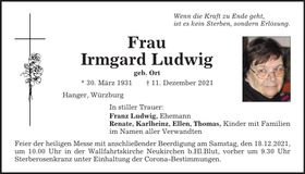 Traueranzeige Irmgard Ludwig