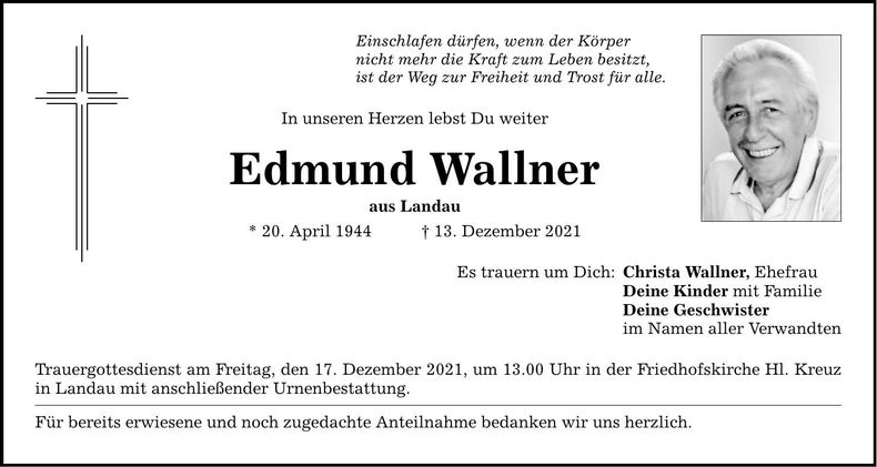 Traueranzeige Edmund Wallner