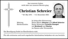 Traueranzeige Christian Schreier