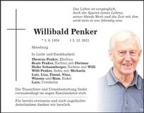 Traueranzeige Willibald Penker