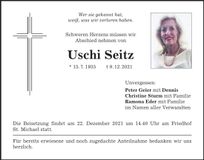 Traueranzeige Uschi Seitz