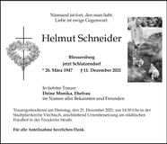 Traueranzeige Helmut Schneider