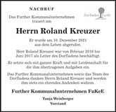 Traueranzeige Roland Kreuzer