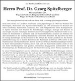Traueranzeige Georg Prof. Dr. Spitzlberger