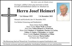 Traueranzeige Josef Heimerl