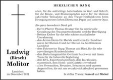 Traueranzeige David Molitor