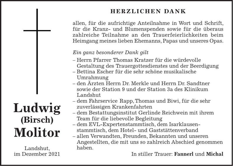 Traueranzeige David Molitor