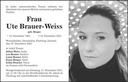Traueranzeige Ute Brauer-Weiss
