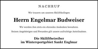 Traueranzeige Englmar Budweiser
