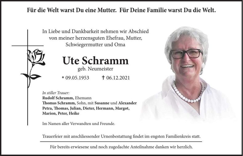 Traueranzeige Ute Schramm