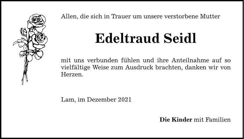 Traueranzeige Edeltraud Seidl