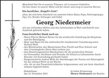 Traueranzeige Georg Niedermeier